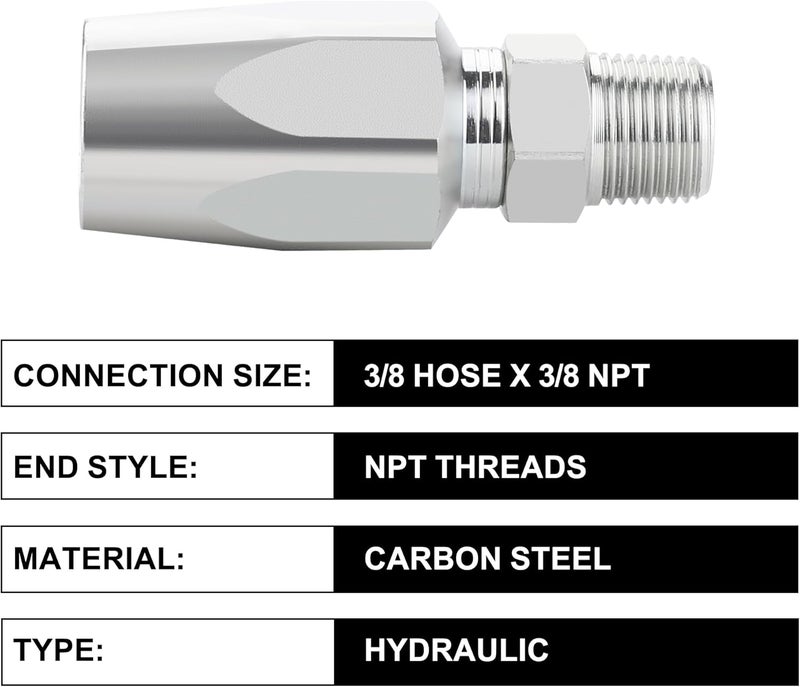 ANCIMOON 2PCS 3/8'' Reusable Hydraulic Fittings, Size #6 Single Wire Hydraulic Hose Repair Kit - Image 5